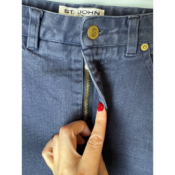 St John Jeans Women 4 Blue Medium Denim High‎ Rise Tapered Leg Mom Luxury Preppy - Picture 7 of 10